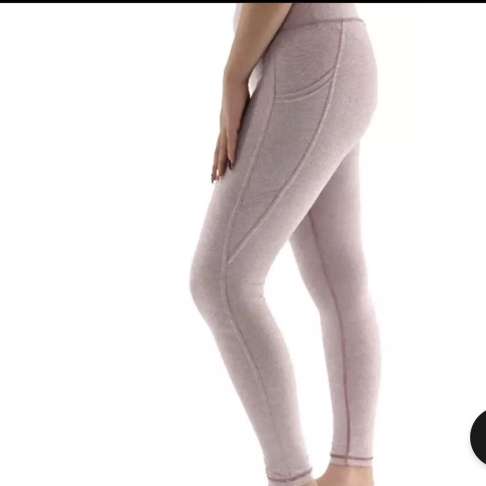 Danskin | Pink White Pinstripe Leggings with Pockets Dusty Rose Size M